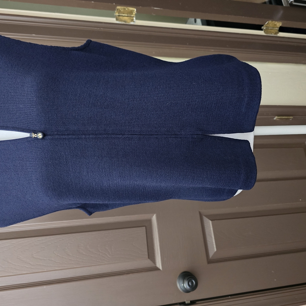 St John Sleeveless Elegant Navy Knit Cardigan